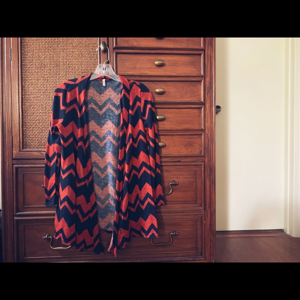 Rust/Navy Chevron Cardigan